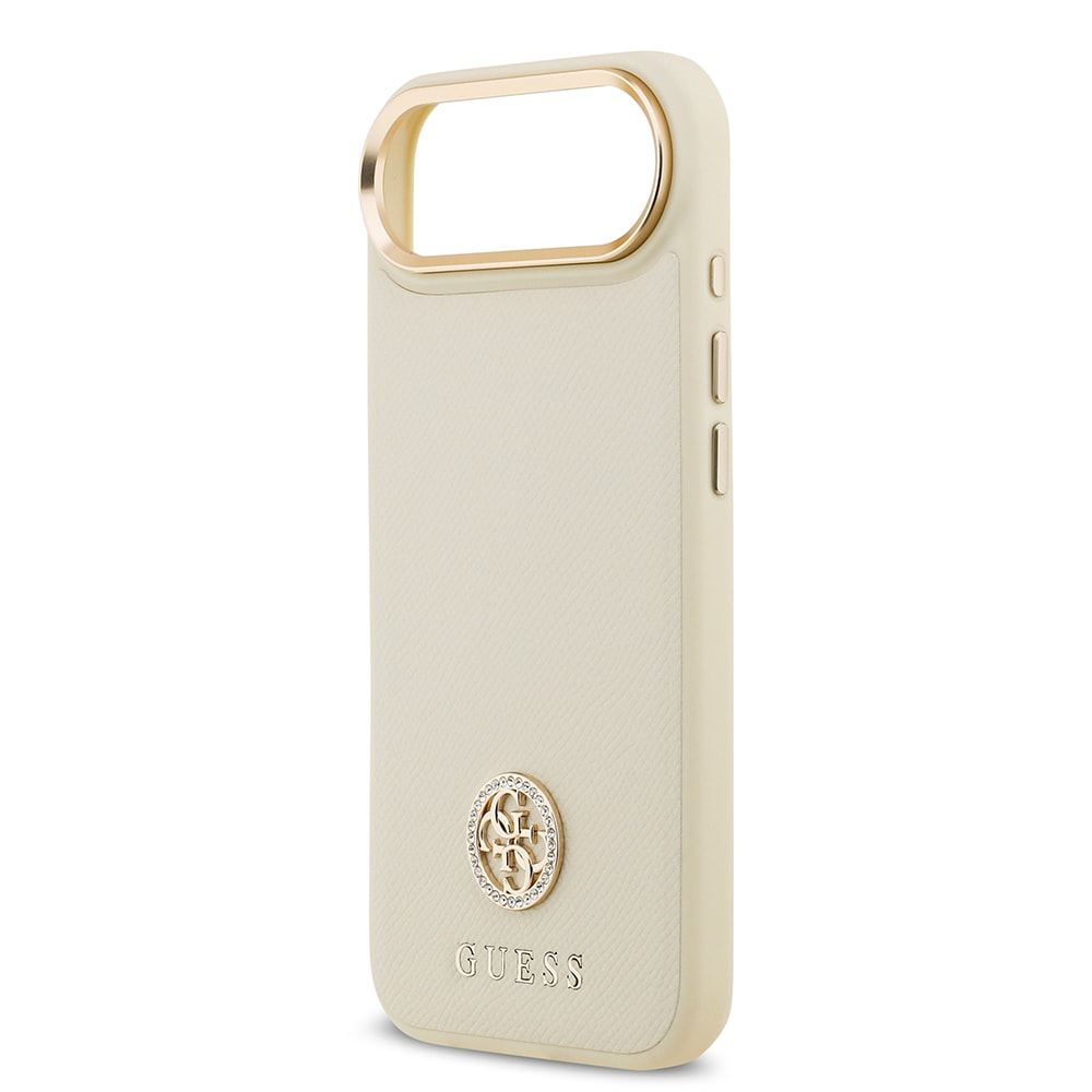 Apple iPhone 17 Air Kılıf Guess Orjinal Lisanslı M-safe Şarj Özellikli Grained Yazı ve Taşlı 4G Logolu Kapak