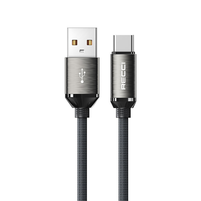 Recci RS35C USB-A to Type-C Örgü Tasarımlı Hızlı Şarj Özellikli Data ve Şarj Kablosu 1M image