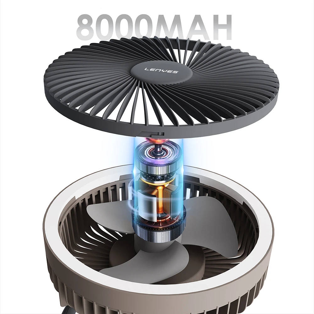 Lenyes LHF11 Led Işıklı 4 Kademeli Çok Fonksiyonlu Soğutucu Fan