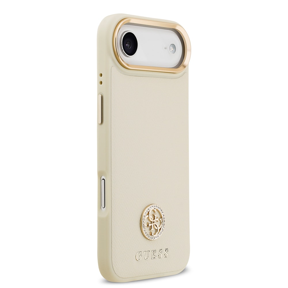 Apple iPhone 17 Air Kılıf Guess Orjinal Lisanslı M-safe Şarj Özellikli Grained Yazı ve Taşlı 4G Logolu Kapak
