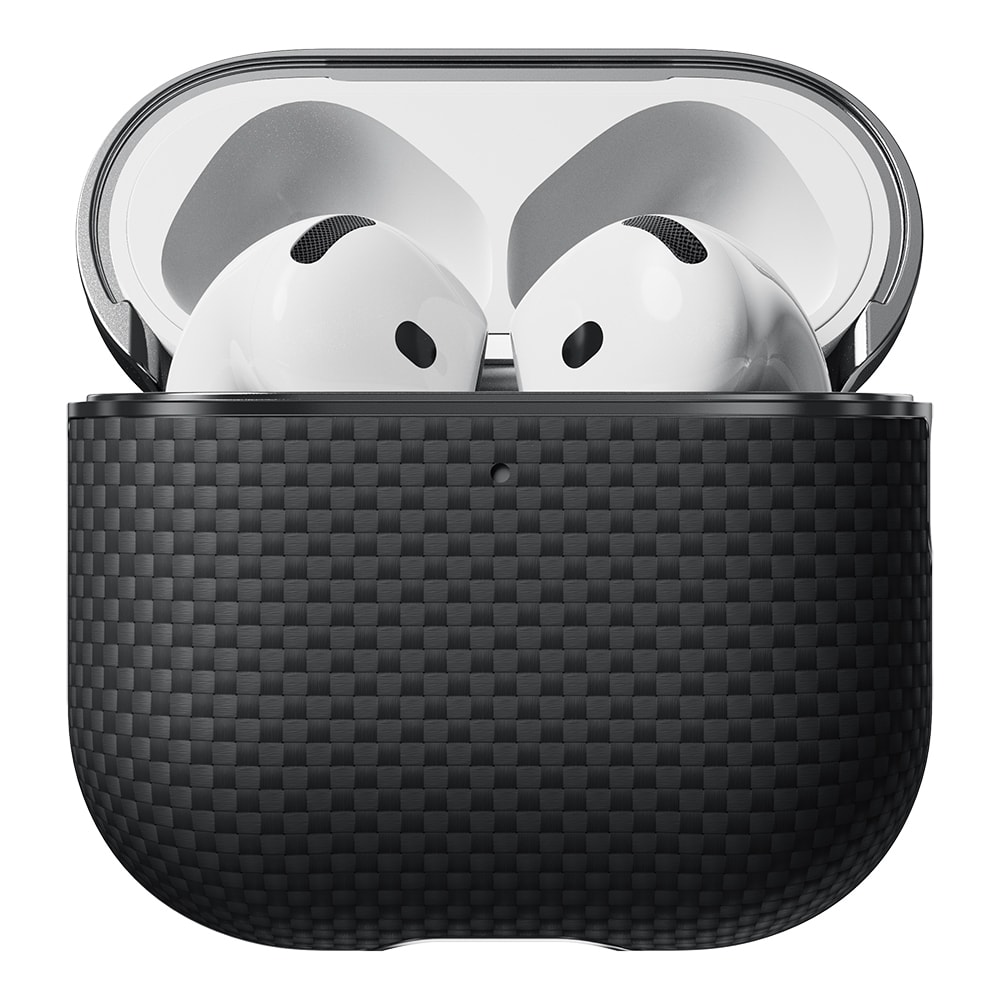 Apple Airpods Pro 2 Kılıf 1500D Aramid Fiber Pitaka Ultra-Slim Classic Serisi Black-Grey Twill Kapak