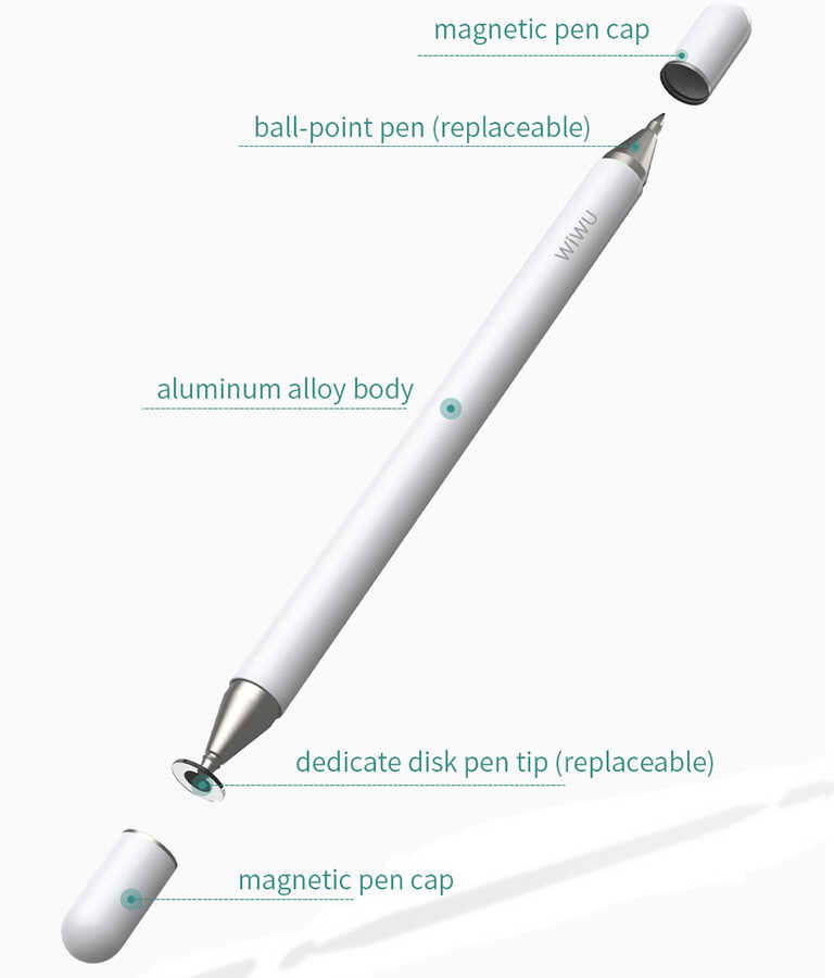 Wiwu Pencil Passive Stylus 2 in 1 Dokunmatik Çizim Kalemi