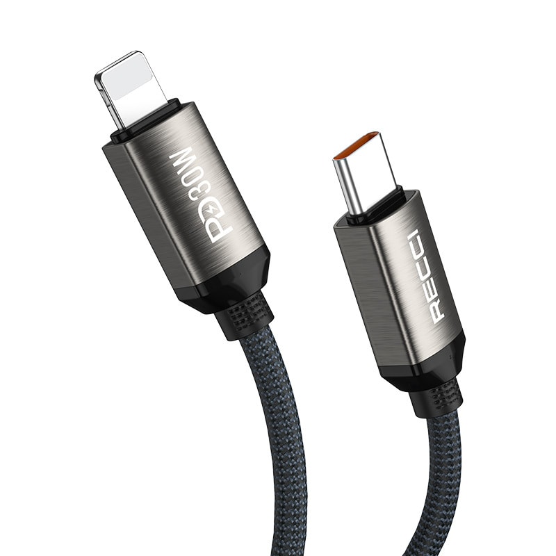Recci RS35CL Type-C to Lightning PD 30W Örgü Tasarımlı Hızlı Şarj Özellikli Data ve Şarj Kablosu 1M