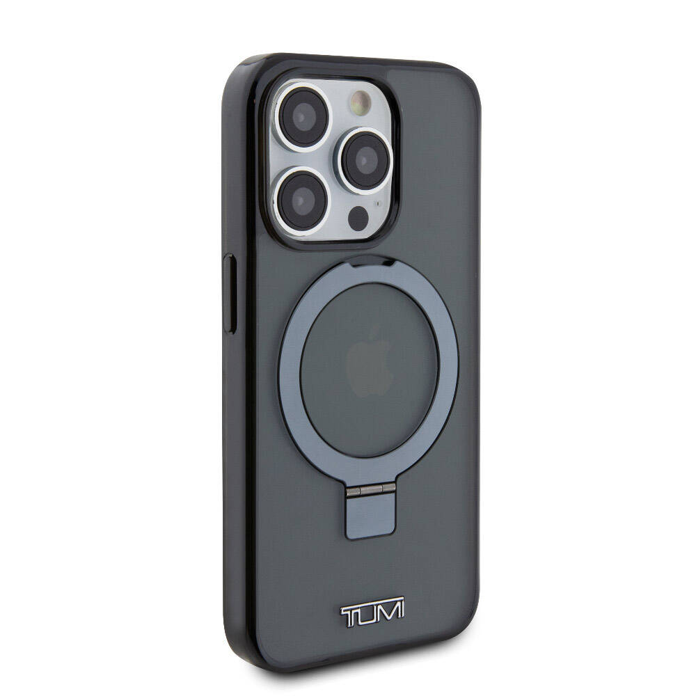 Apple iPhone 15 Pro Kılıf TUMI Orjinal Lisanslı M-safe Şarj Özellikli PC TPU Metal Logolu Ring Standlı Kapak