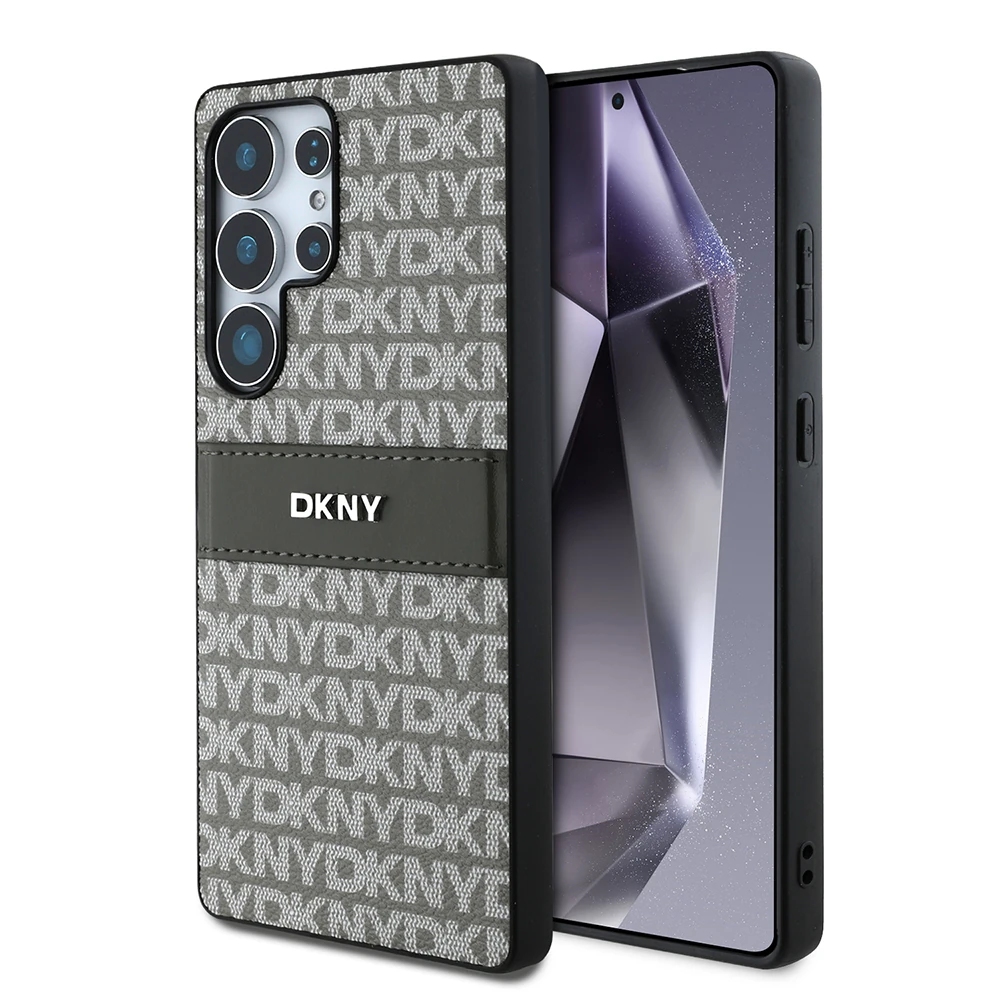Galaxy S25 Ultra Kılıf DKNY Orjinal Lisanslı Kartlıklı 3D Yazılı Repeat Texture Pattern Kapak