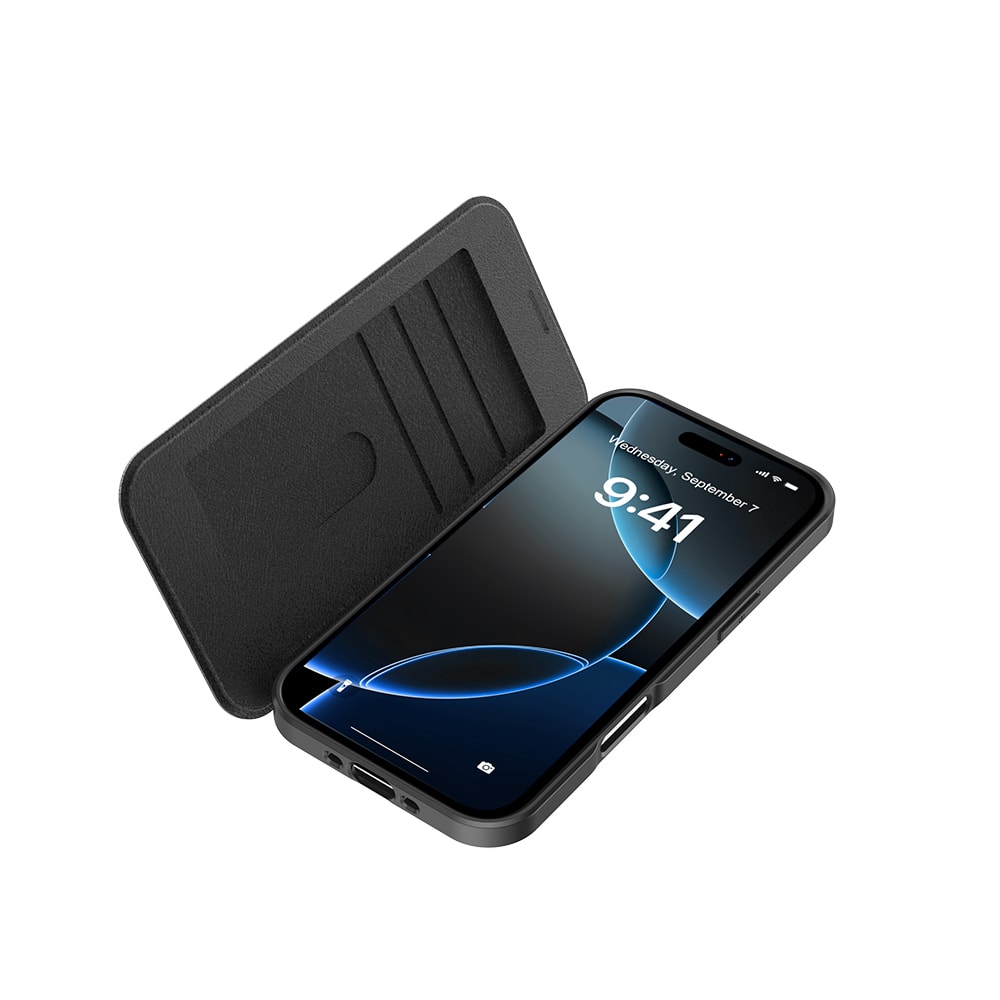 Apple iPhone 17 Air Kılıf M-Safe Şarj Özellikli Raptic Air Folio Şeffaf Kartlıklı Kapaklı Kılıf