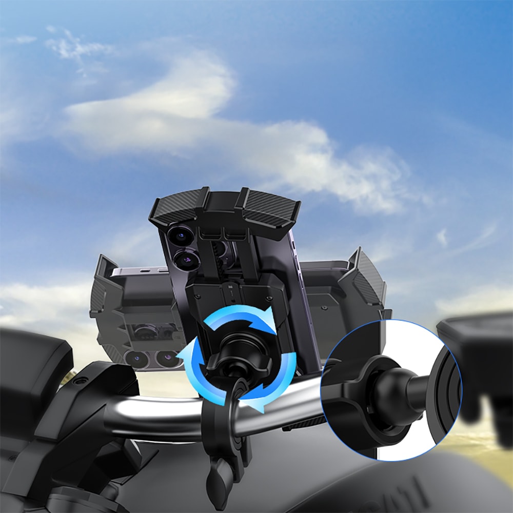 Recci RHO-C33 360° Derece Dönebilen Ayarlanabilir Motosiklet ve Bisiklet Telefon Tutucu