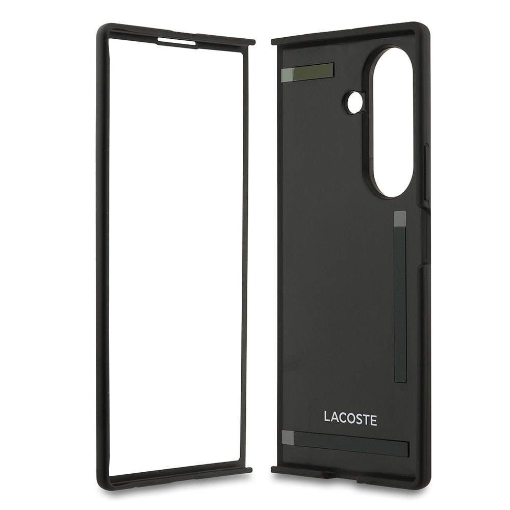 Galaxy Z Fold 7 Kılıf Lacoste Orjinal Lisanslı M-safe Şarj Özellikli Pike Desenli Arka Yüzey İkonik Timsah Metal Logolu Kapak