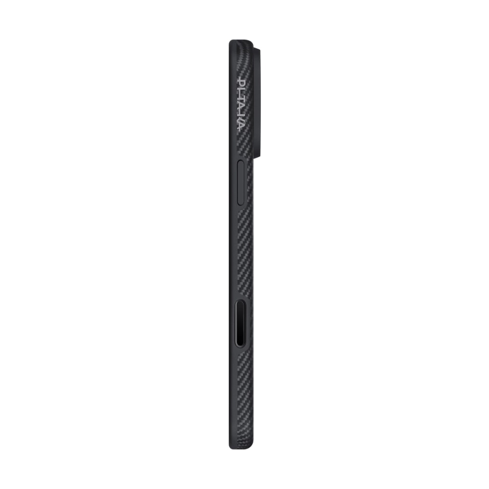 Apple iPhone 17 Pro Max Kılıf M-safe Şarj Özellikli 1500D Aramid Fiber Pitaka Military-Grade Classic Serisi Black-Grey Twill Kapak