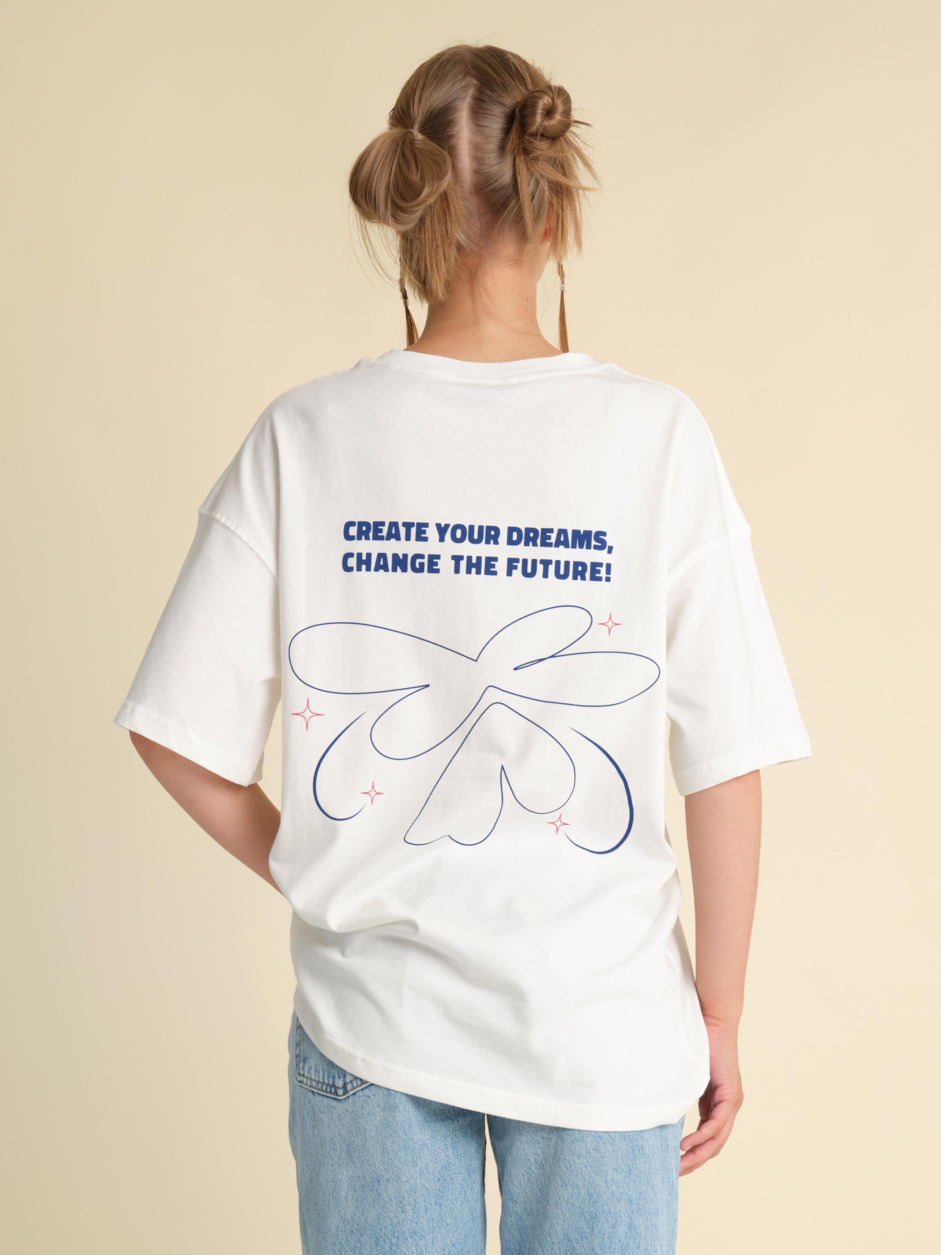 Kadın Create illüstrasyonlu Oversize T-shirt