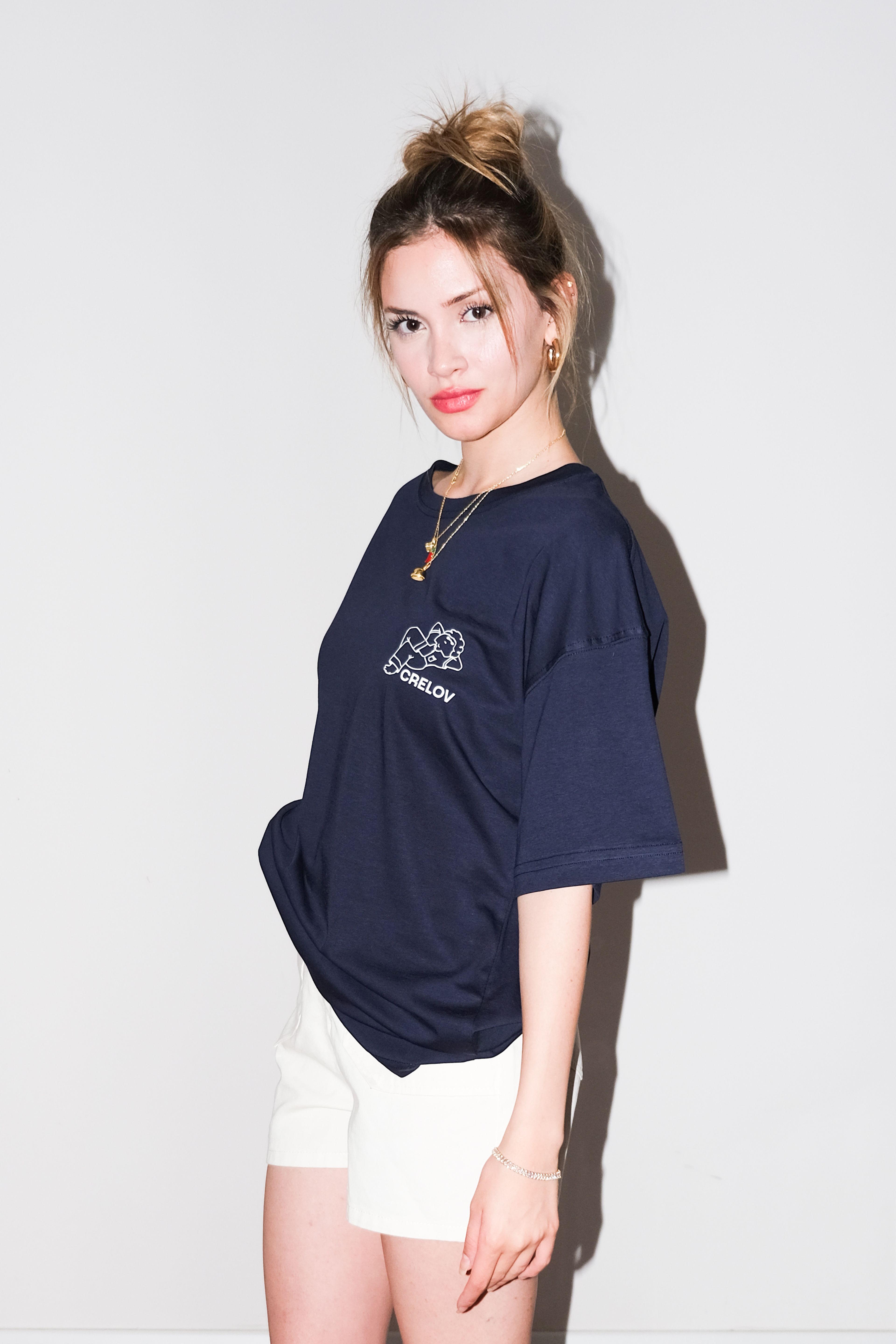 Kadın Creative Company Lacivert Oversize T-shirt