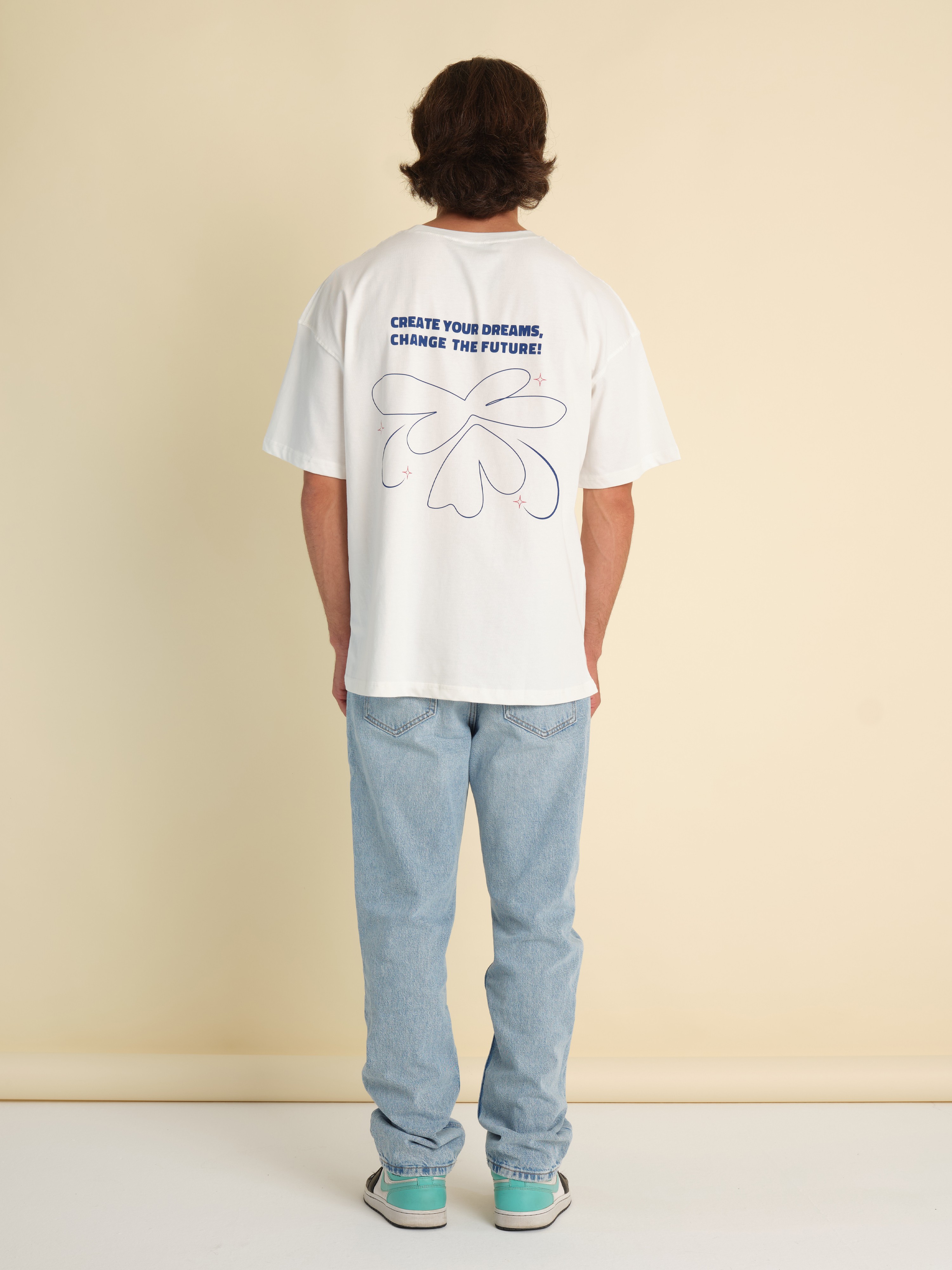 Erkek Create illüstrasyonlu Oversize T-shirt