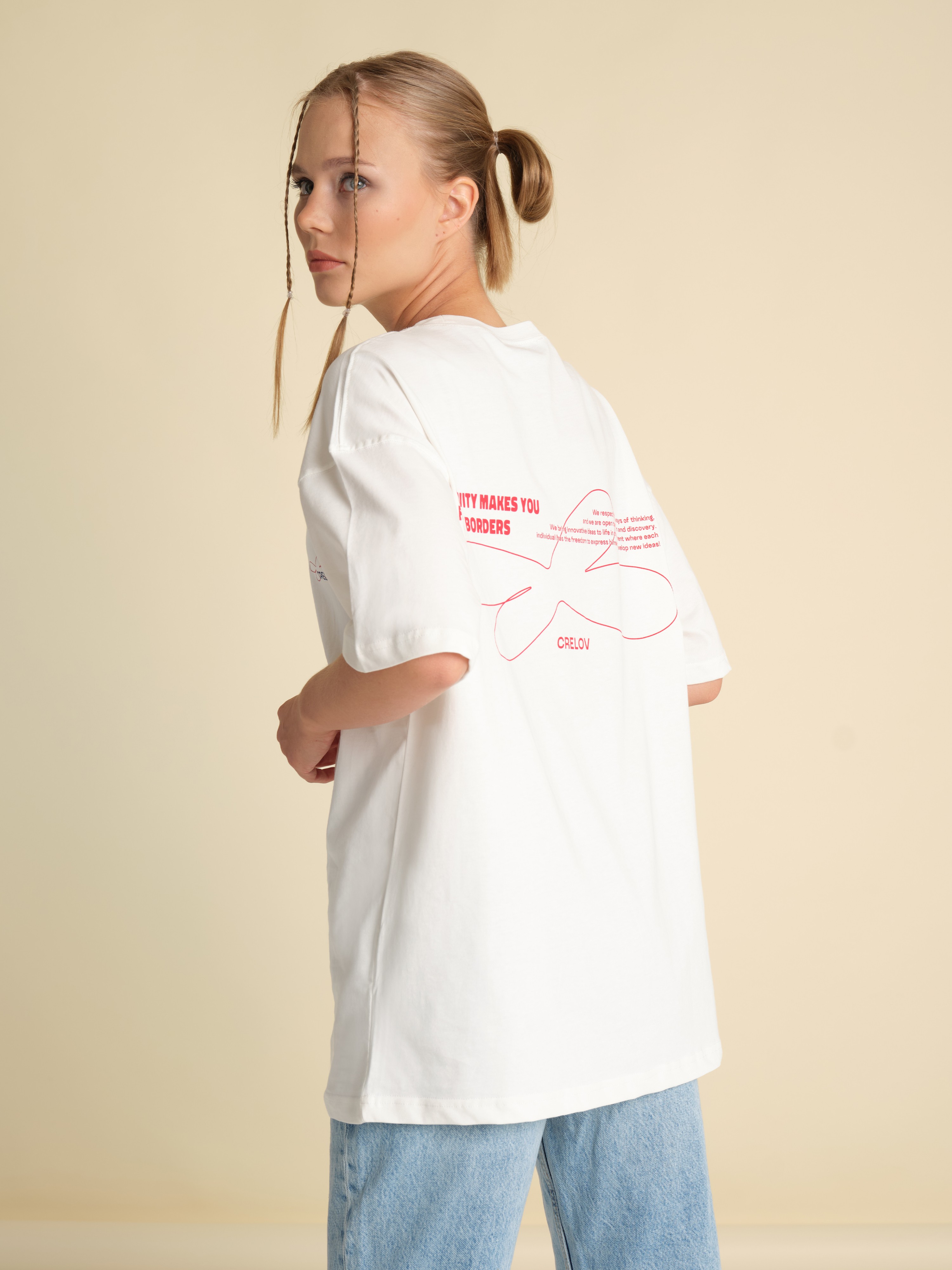 Kadın Creative Butterfly Oversize T-shirt