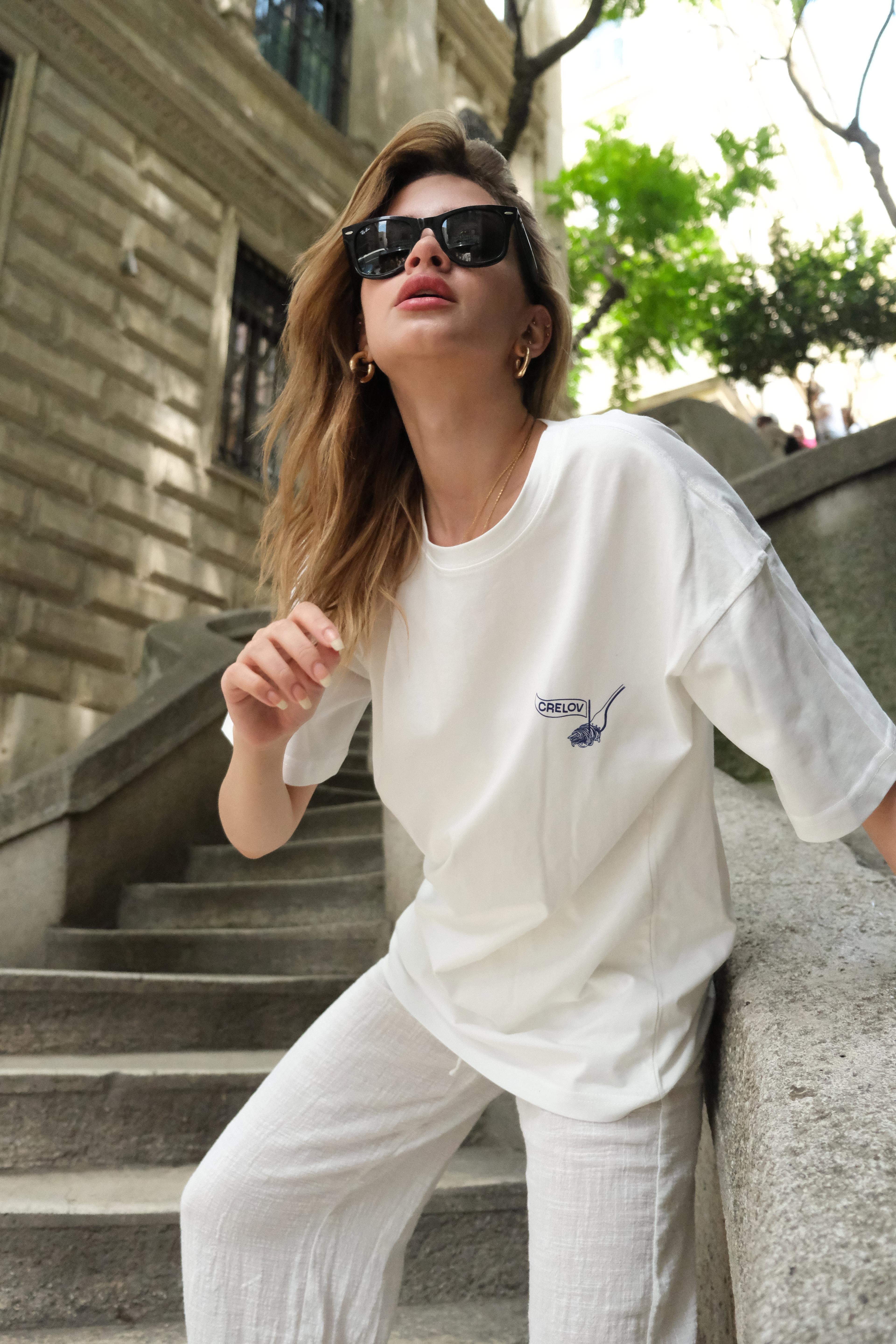 Kadın Pasta La Vista Baby Beyaz Oversize T-shirt