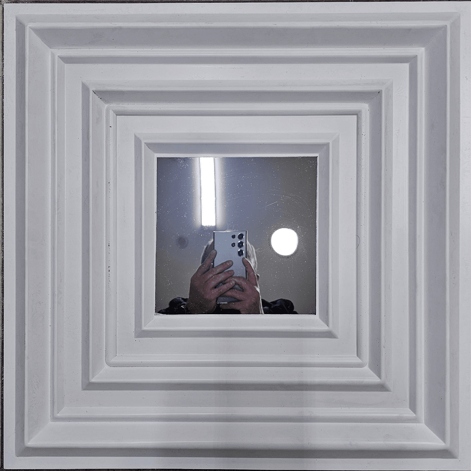 PVC-3D-01  3D Kare Çıta Görünümlü Ayna Detaylı PVC Panel-Beyaz