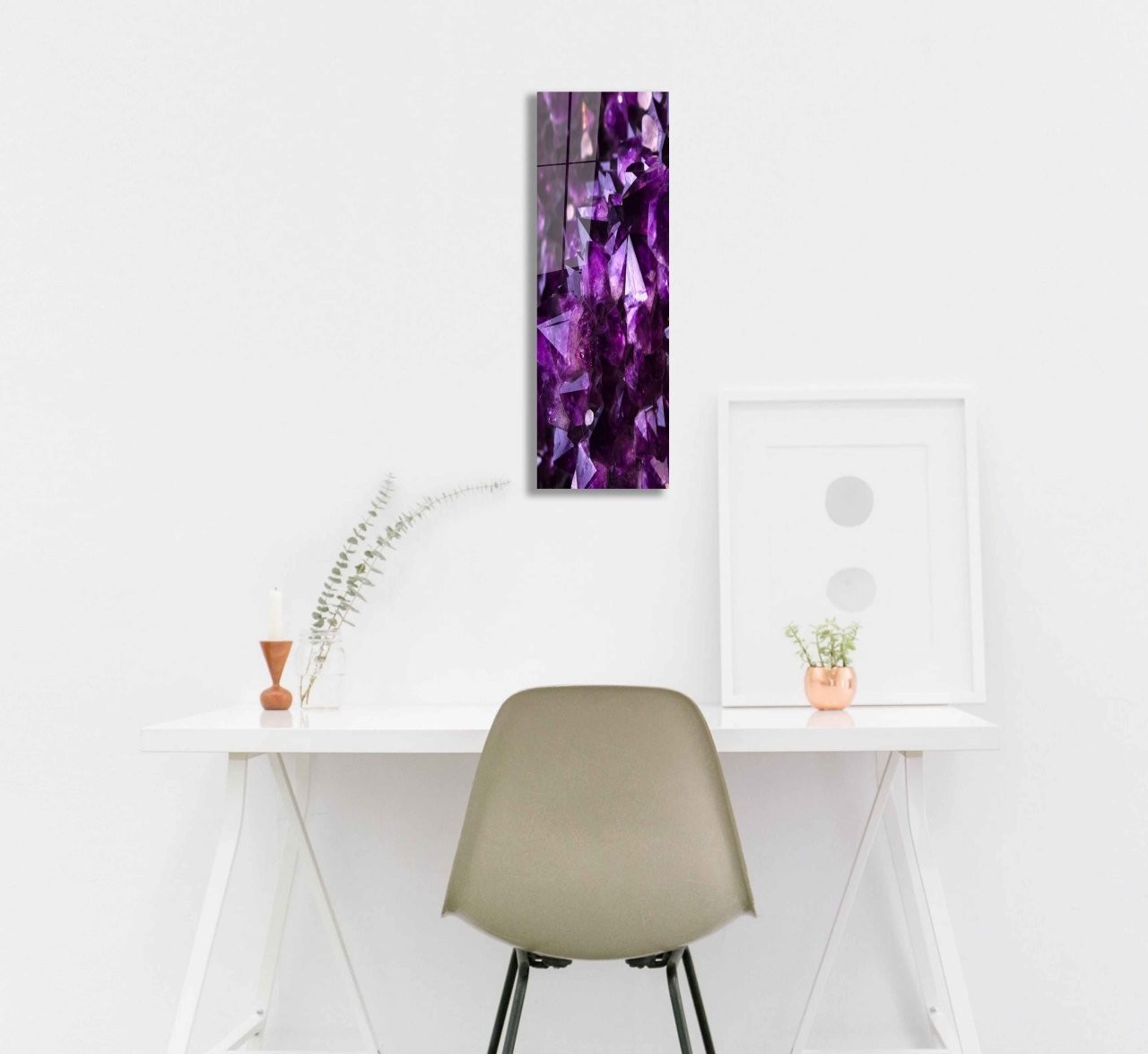 Pembe Kristal Dikey Cam Tablo 4mm Dayanıklı Temperli Cam