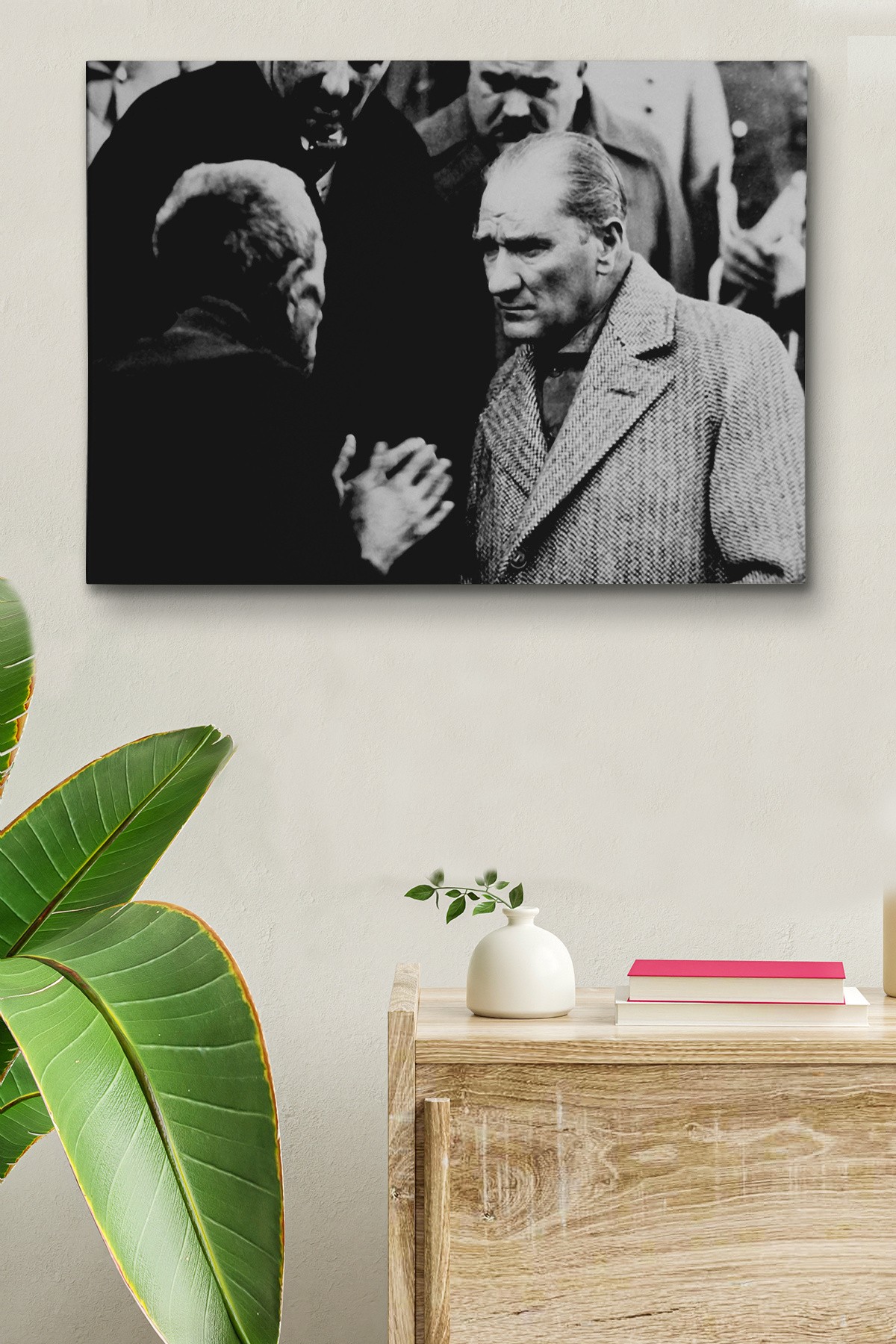 Atatürk Portre Tablosu Mustafa Kemal Atatürk Dikdörtgen Dekoratif Kanvas Tablo