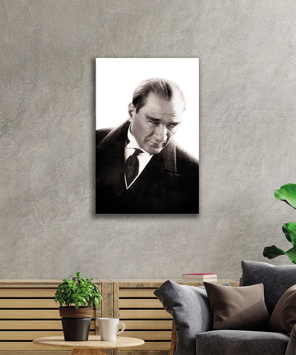 Atatürk-57 Cam Tablo 4mm Dayanıklı Temperli Cam, Atatürk Glass Wall Art