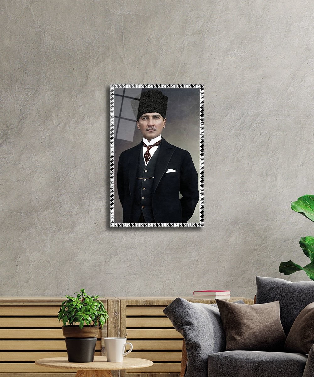 Atatürk-81 Cam Tablo 4mm Dayanıklı Temperli Cam, Atatürk Glass Wall Art