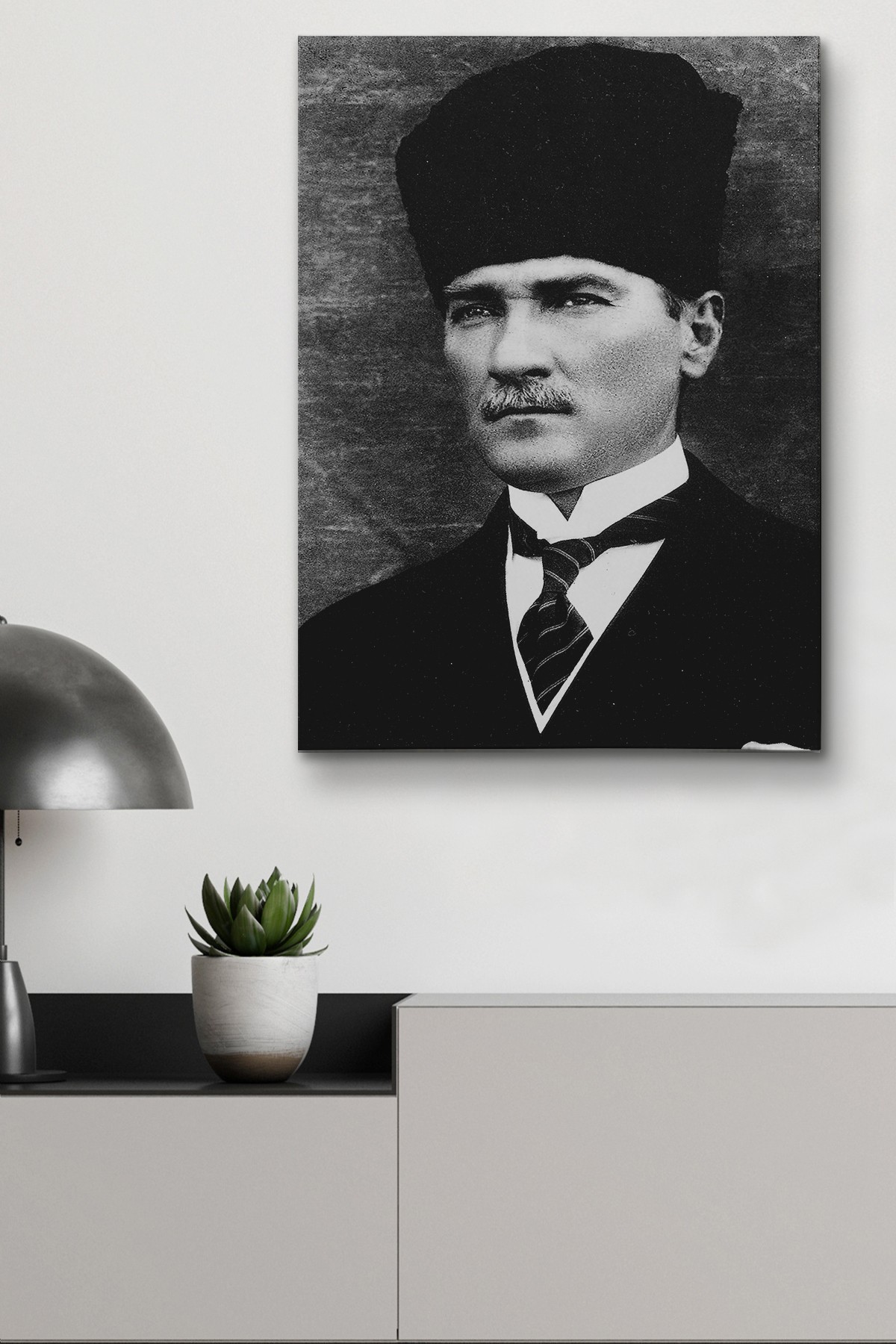 Atatürk Portre Tablosu Mustafa Kemal Atatürk Dikdörtgen Dekoratif Kanvas Tablo