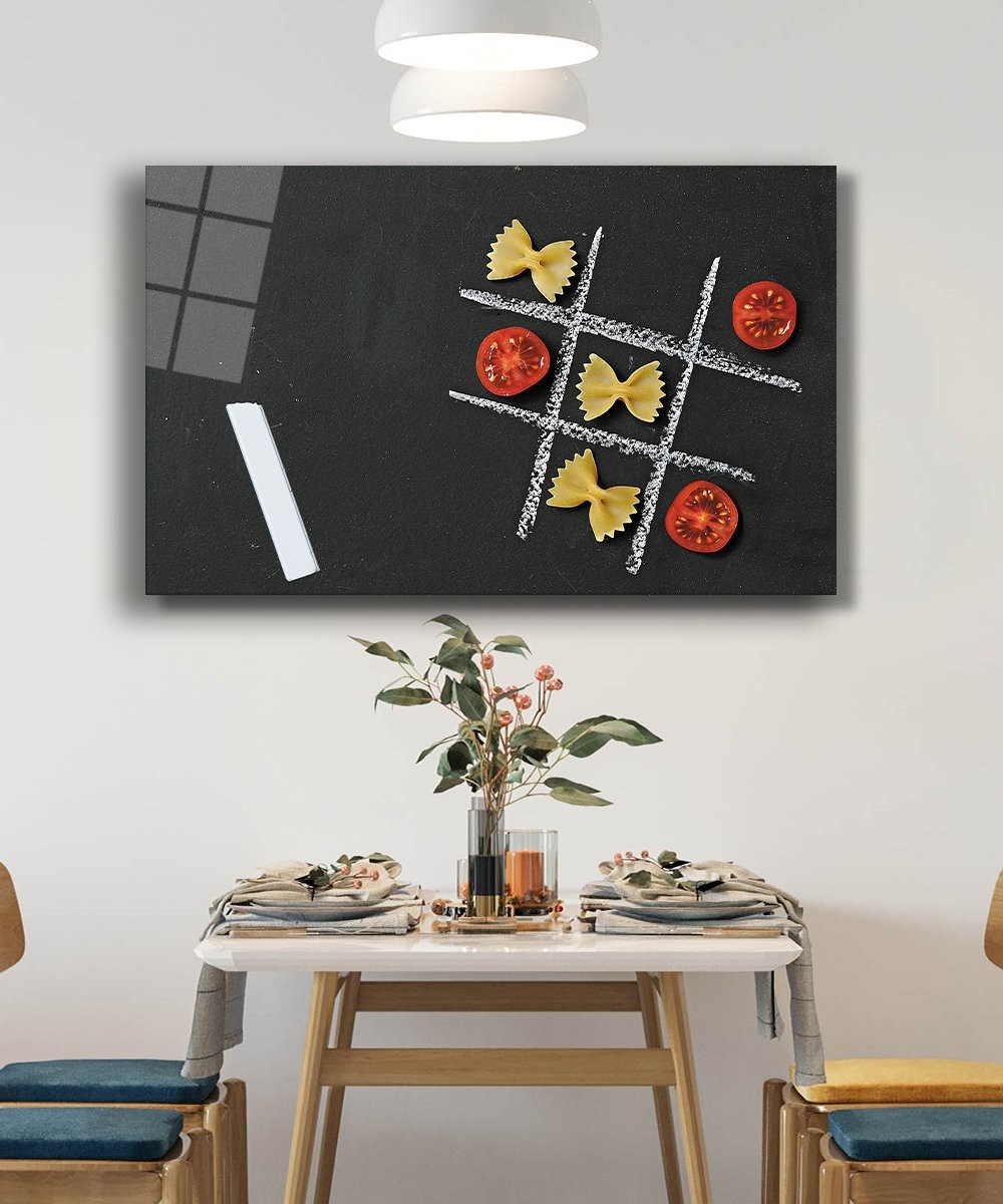 Mutfak Oyun Cam Tablo  4mm Dayanıklı Temperli Cam Kitchen Game Glass Wall Art