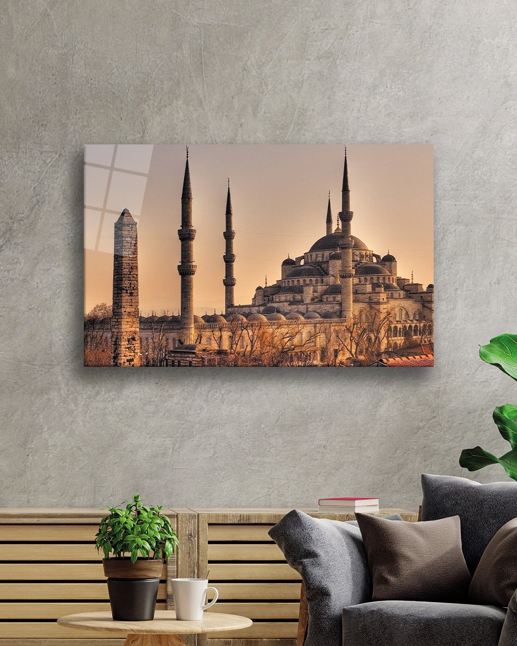 İstanbul Sultan Ahmet Camii Manzara 4mm Dayanıklı Cam Tablo Temperli Cam