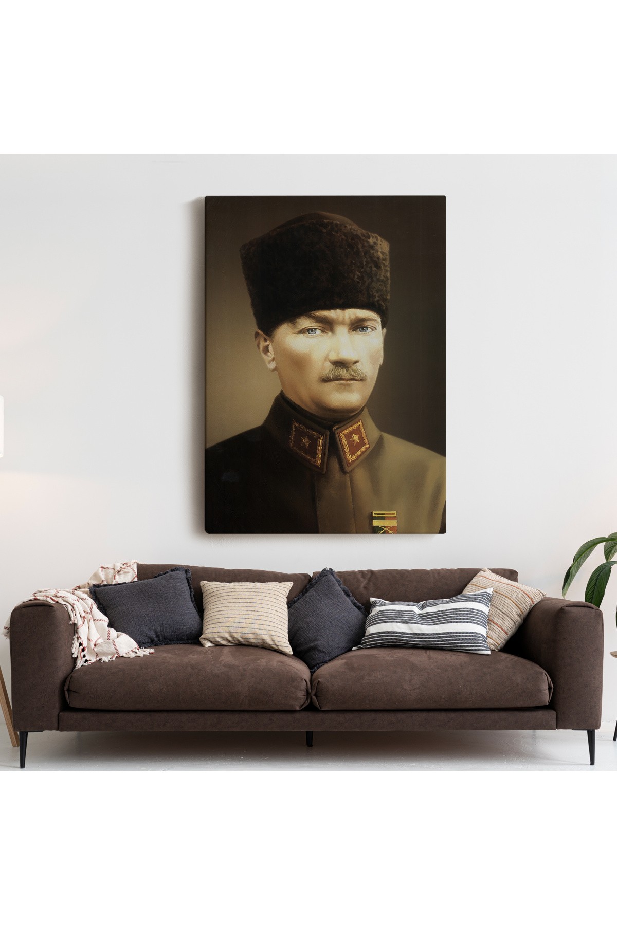 Atatürk Portre Tablosu Mustafa Kemal Atatürk Dikdörtgen Dekoratif Kanvas Tablo