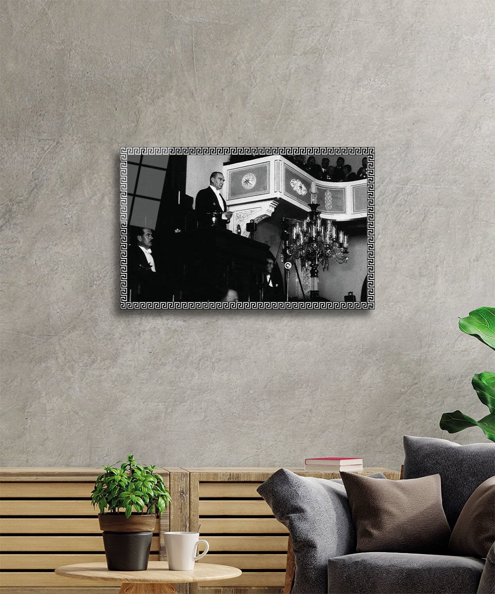 Atatürk-155 Cam Tablo 4mm Dayanıklı Temperli Cam, Atatürk Glass Wall Art