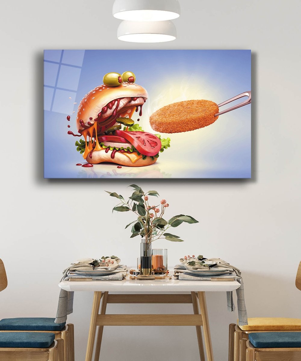 Hamburger Mutfak Cam Tablo  4mm Dayanıklı Temperli Cam