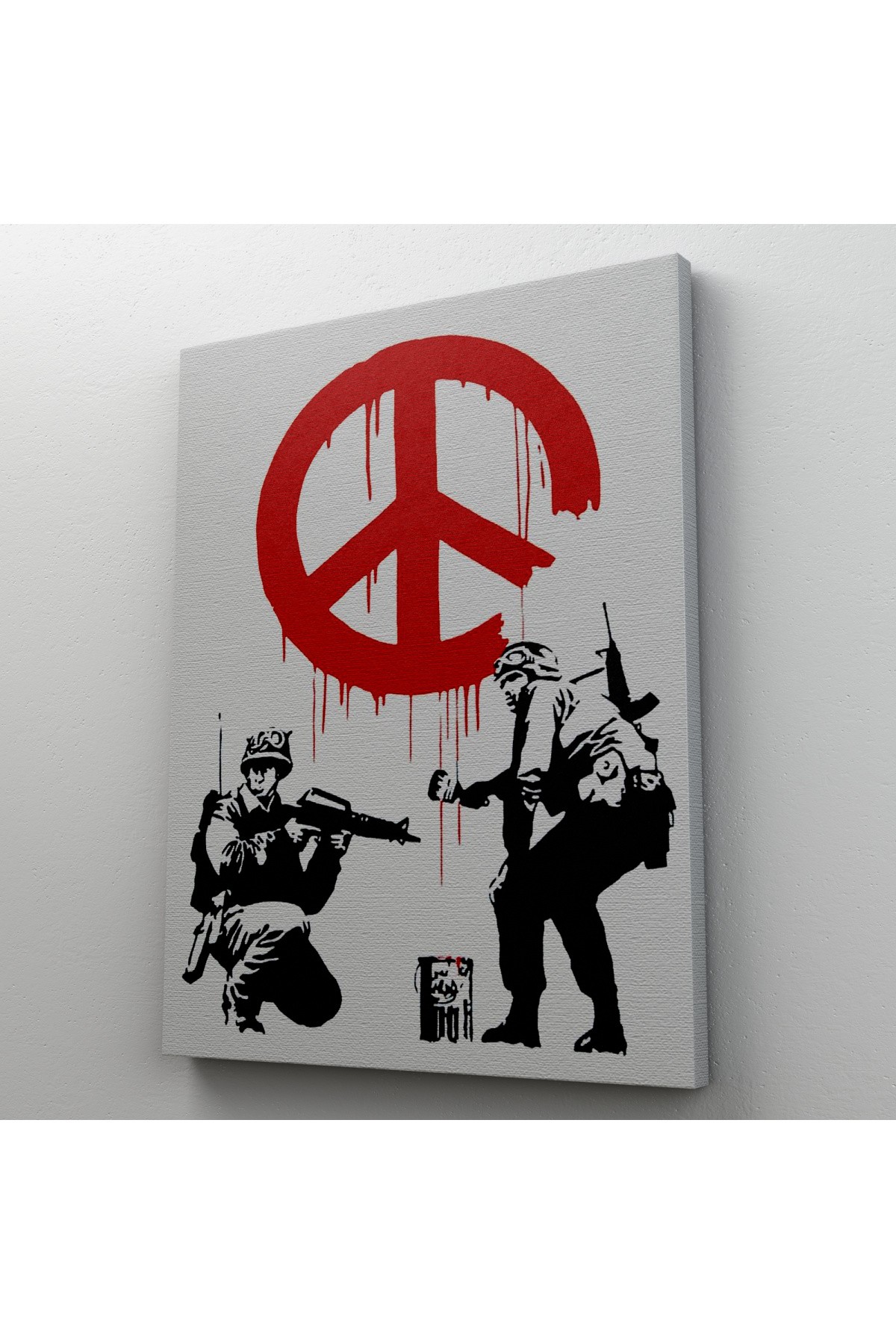 Bansky, Barış İşareti Yapan Askerler Kanvas Tablosu