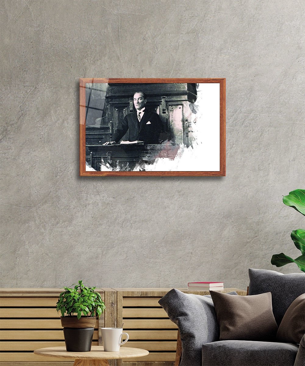 Atatürk-172 Cam Tablo 4mm Dayanıklı Temperli Cam, Atatürk Glass Wall Art