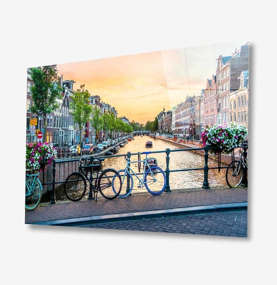 Amsterdam Şehir Cam Tablo 4mm Dayanıklı Temperli Cam,