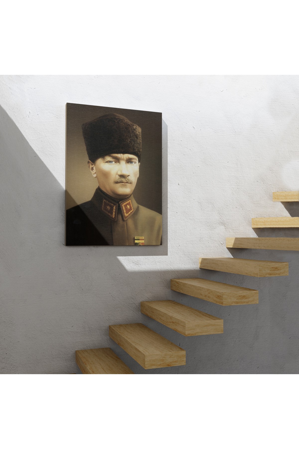 Atatürk Portre Tablosu Mustafa Kemal Atatürk Dikdörtgen Dekoratif Kanvas Tablo