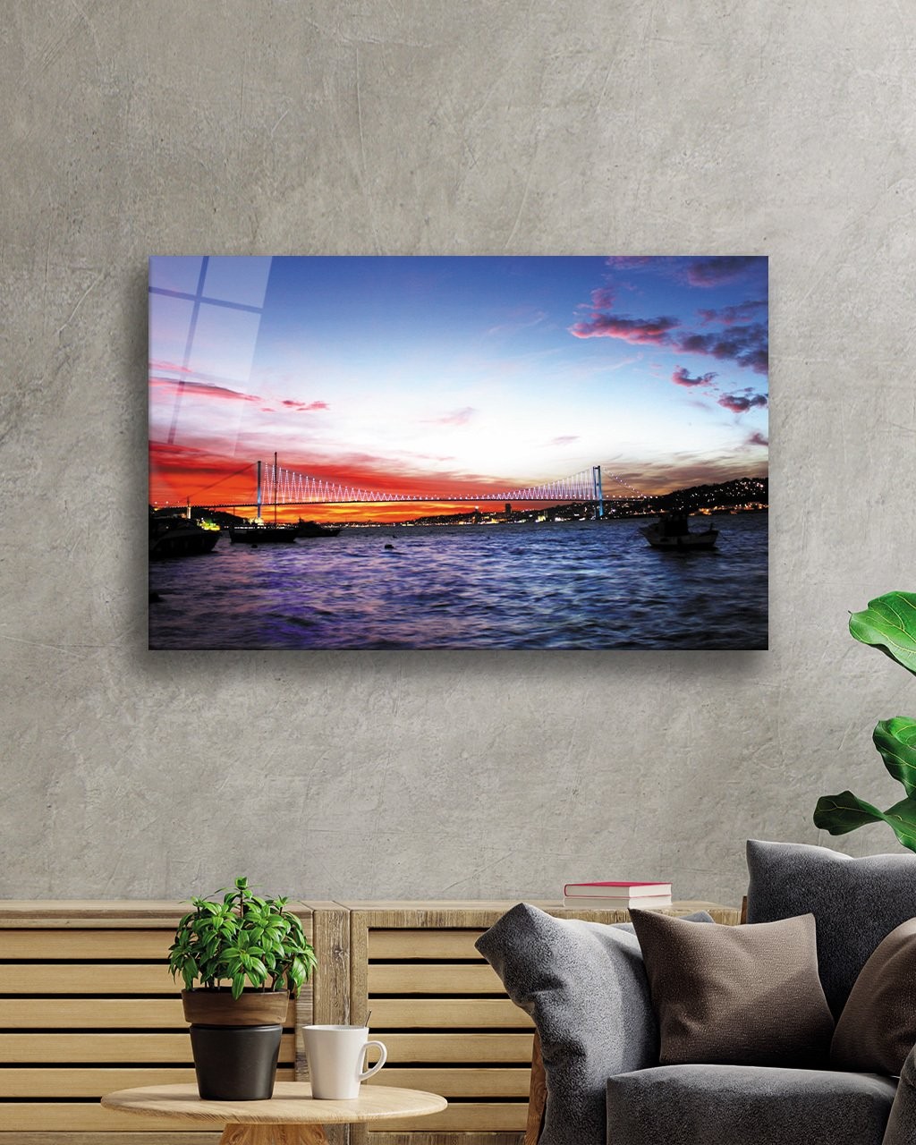 İstanbul Boğaz-1 Köprü Manzara 4mm Dayanıklı Cam Tablo Temperli Cam