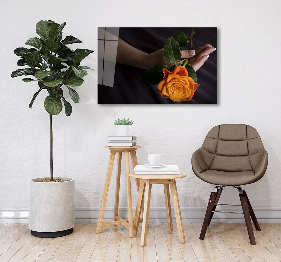 Gül Cam Tablo 4mm Dayanıklı Temperli Cam