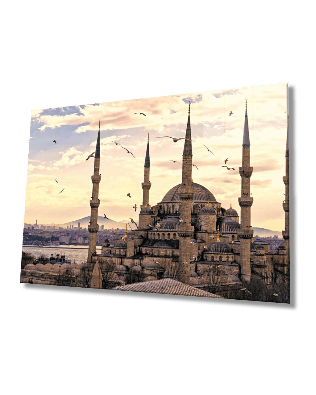 İstanbul Cami Manzara-3 4mm Dayanıklı Cam Tablo Temperli Cam