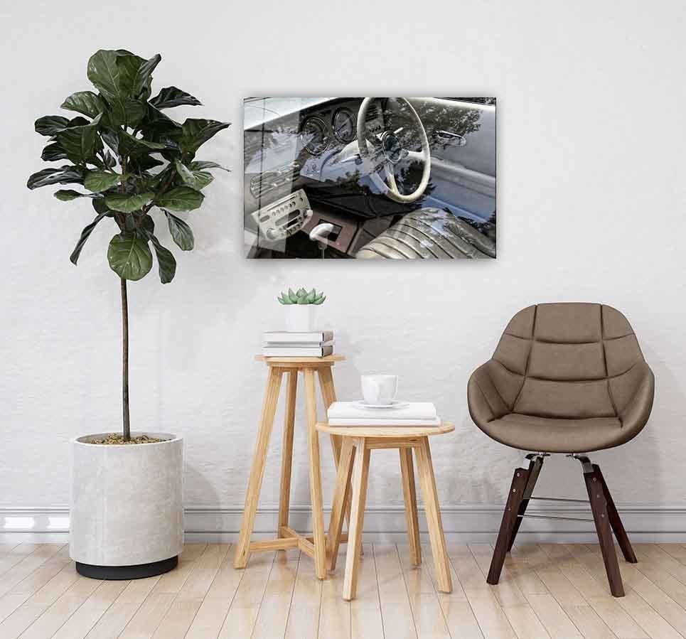 Klasik Araba Cam Tablo 4mm Dayanıklı Temperli Cam