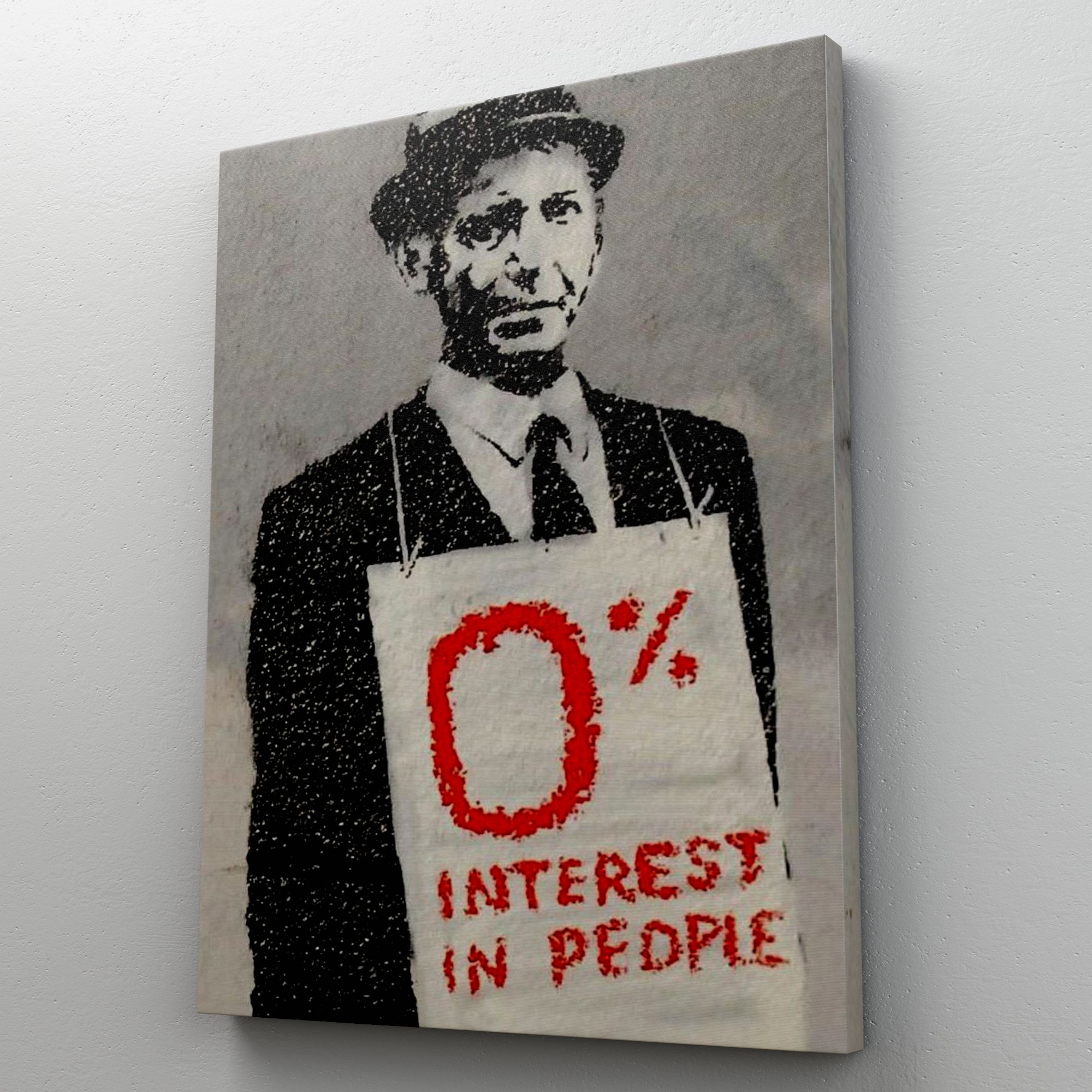 Banksy % 0 Faiz Oranı İsimli Çalışması Kanvas Tablo / % 0 Interest In People