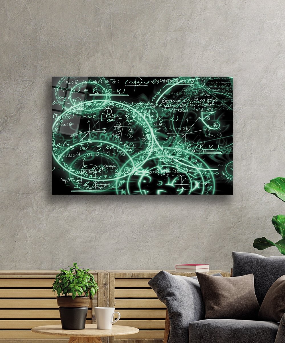 Neon Yeşil Matematik Cam Tablo 4mm Dayanıklı Temperli Cam