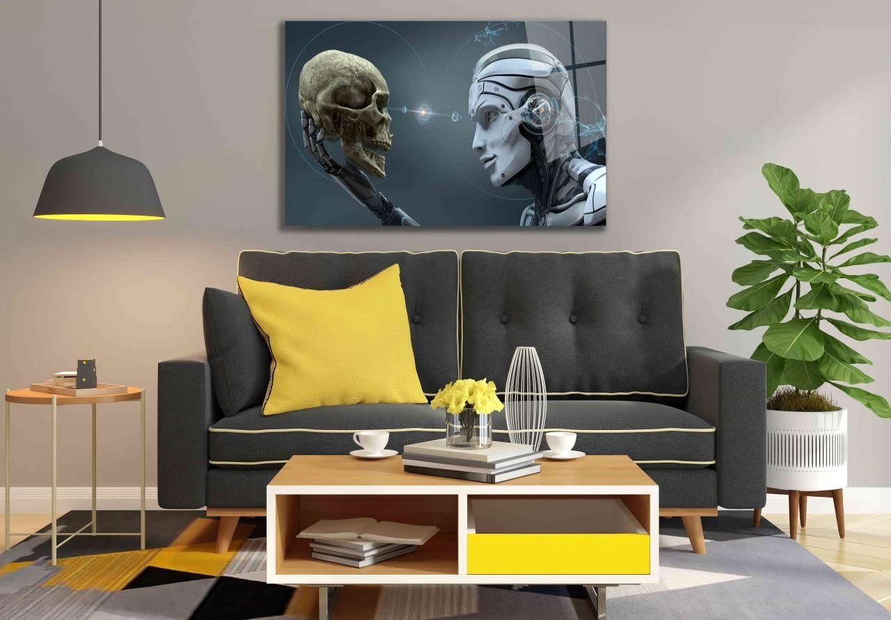 Fütüristik Kurukafa Robot Cam Tablo