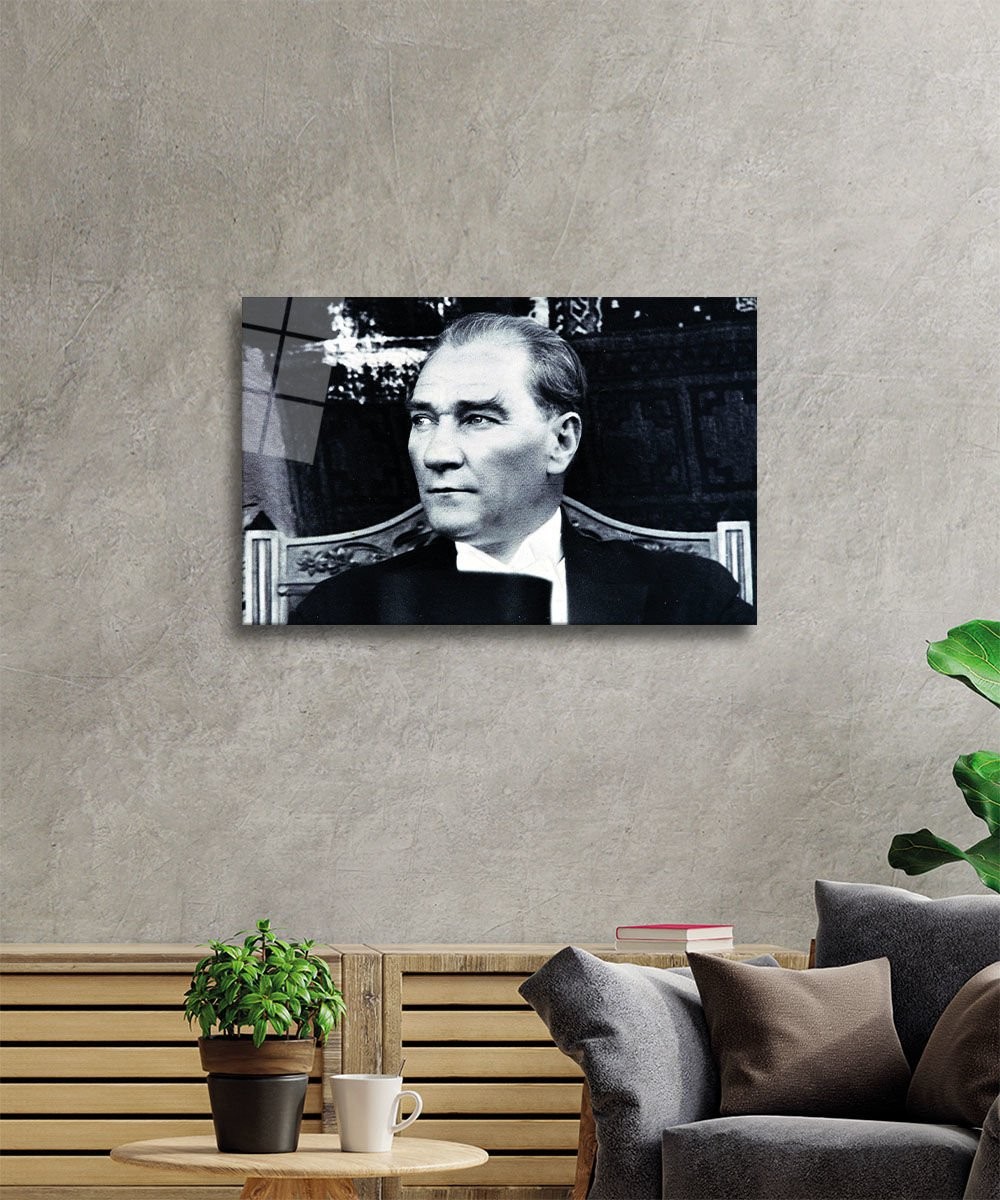 Atatürk-65 Cam Tablo 4mm Dayanıklı Temperli Cam, Atatürk Glass Wall Art