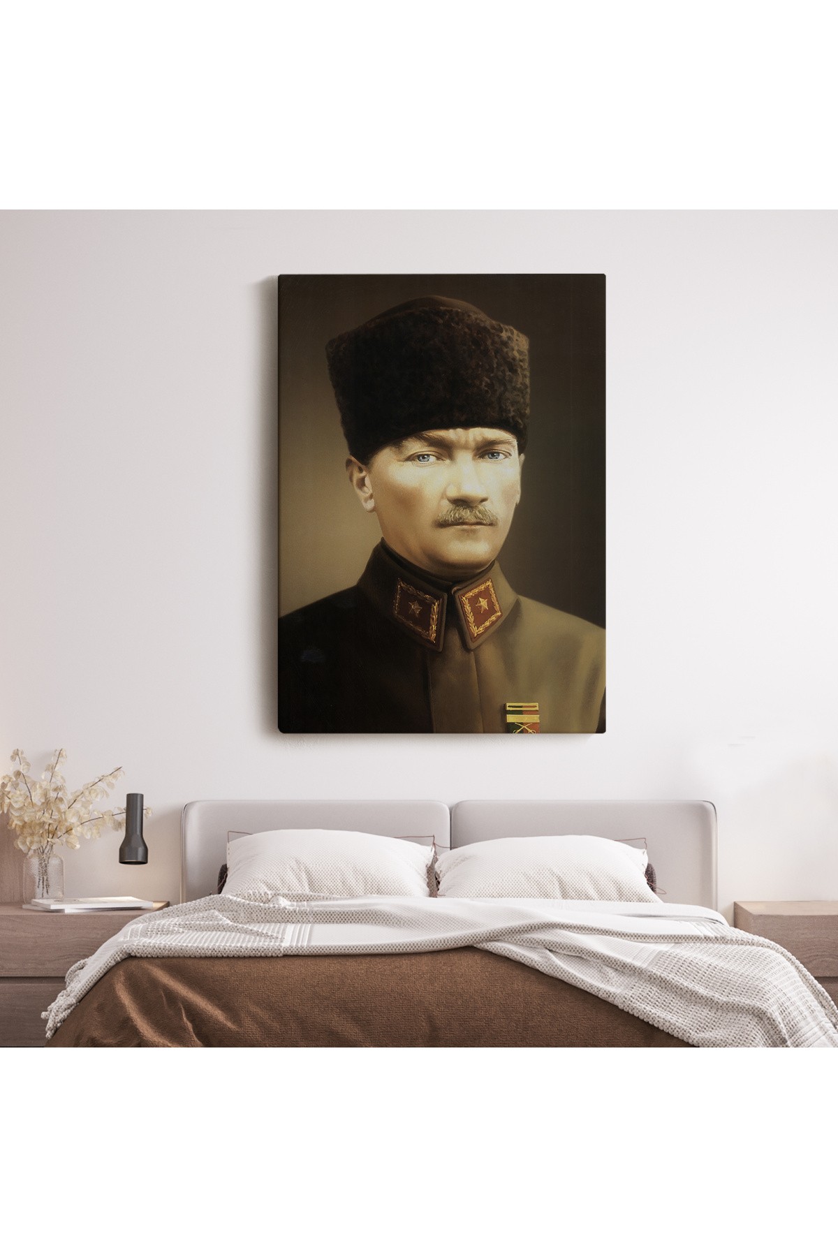 Atatürk Portre Tablosu Mustafa Kemal Atatürk Dikdörtgen Dekoratif Kanvas Tablo