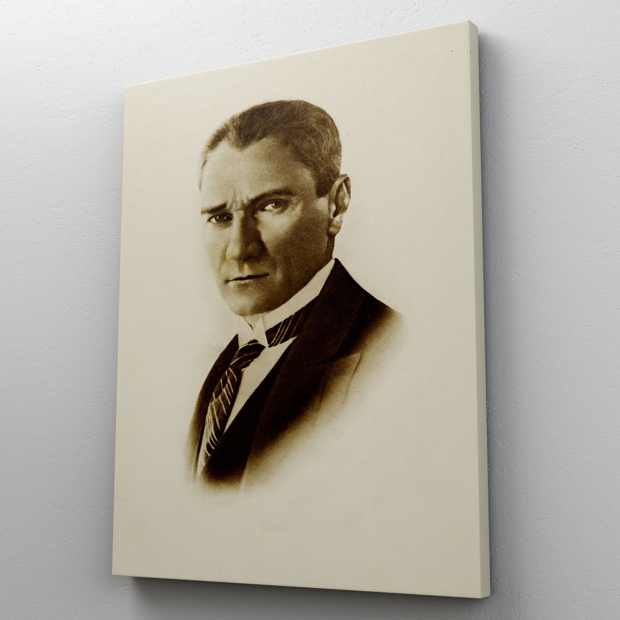 Atatürk Portre Tablosu Mustafa Kemal Atatürk Dikdörtgen Dekoratif Kanvas Tablo