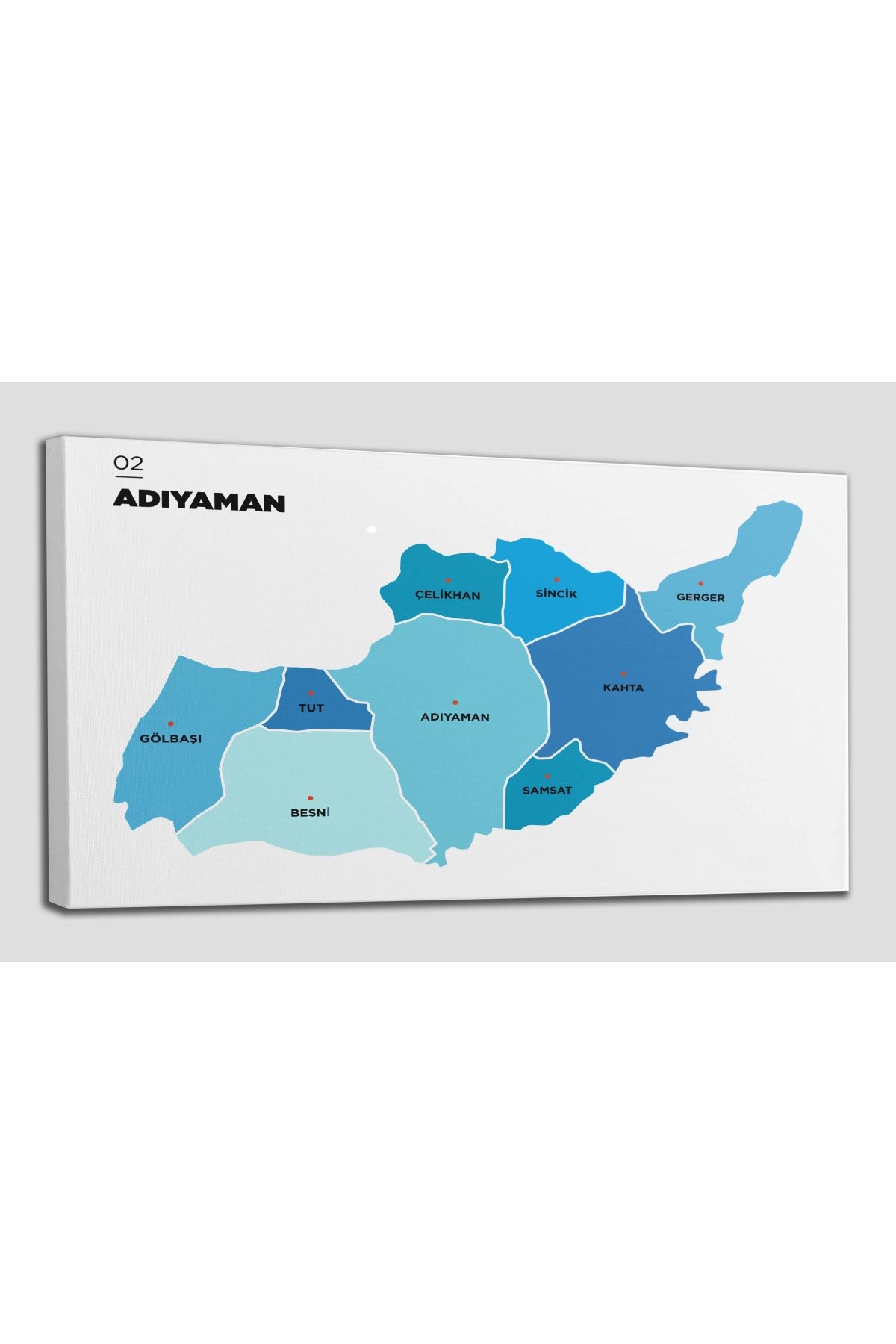 Adıyaman  İli ve İlçeler Haritası  Dekoratif Kanvas Tablo 1249