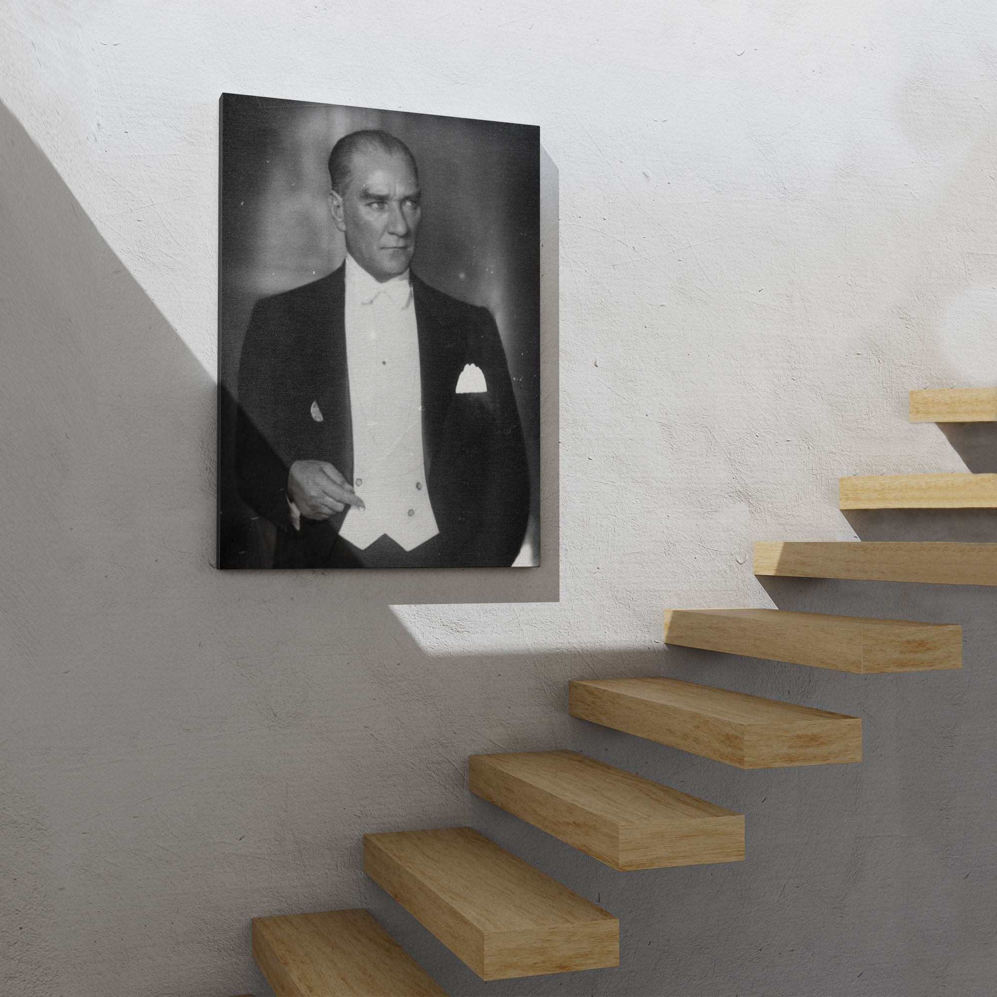 Atatürk Portre Tablosu Mustafa Kemal Atatürk Dikdörtgen Dekoratif Kanvas Tablo