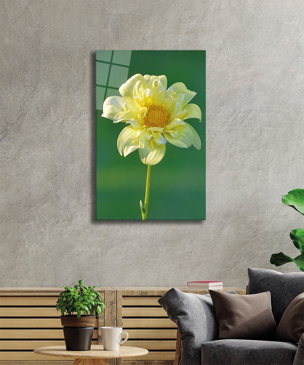 Sarı Çiçek-3 Cam Tablo  4mm Dayanıklı Temperli Cam, Yellow Glass Wall Decor