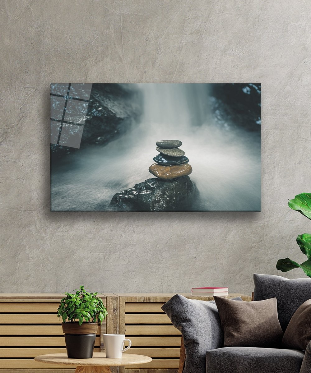 Taşlar Cam Tablo 4mm Dayanıklı Temperli Cam stones Glass Wall Art