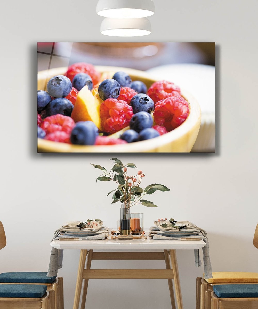 Kırmızı Mor Meyve Cam Tablo 4mm Dayanıklı Temperli Cam