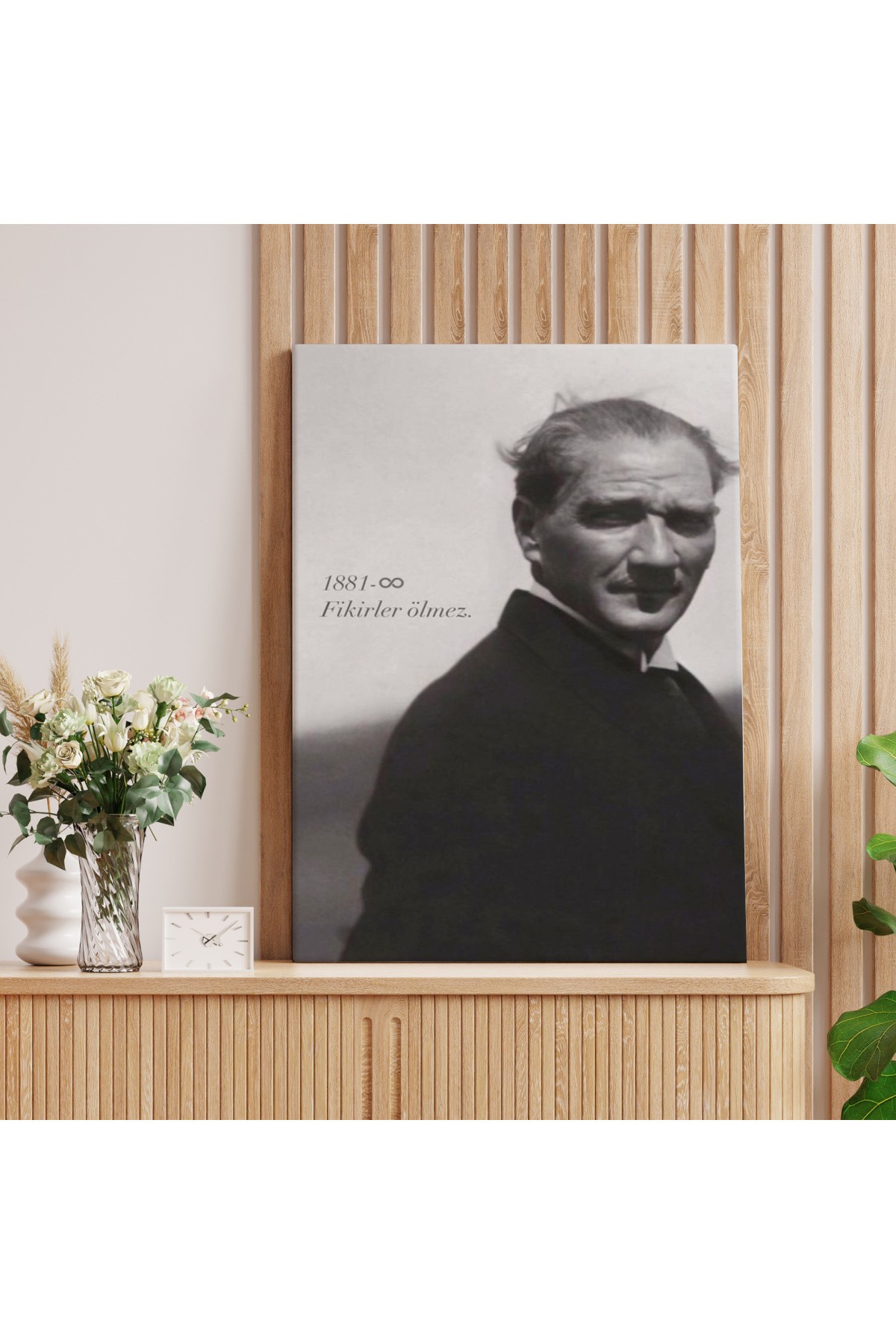 Atatürk Portre Tablosu Mustafa Kemal Atatürk Dikdörtgen Dekoratif Kanvas Tablo