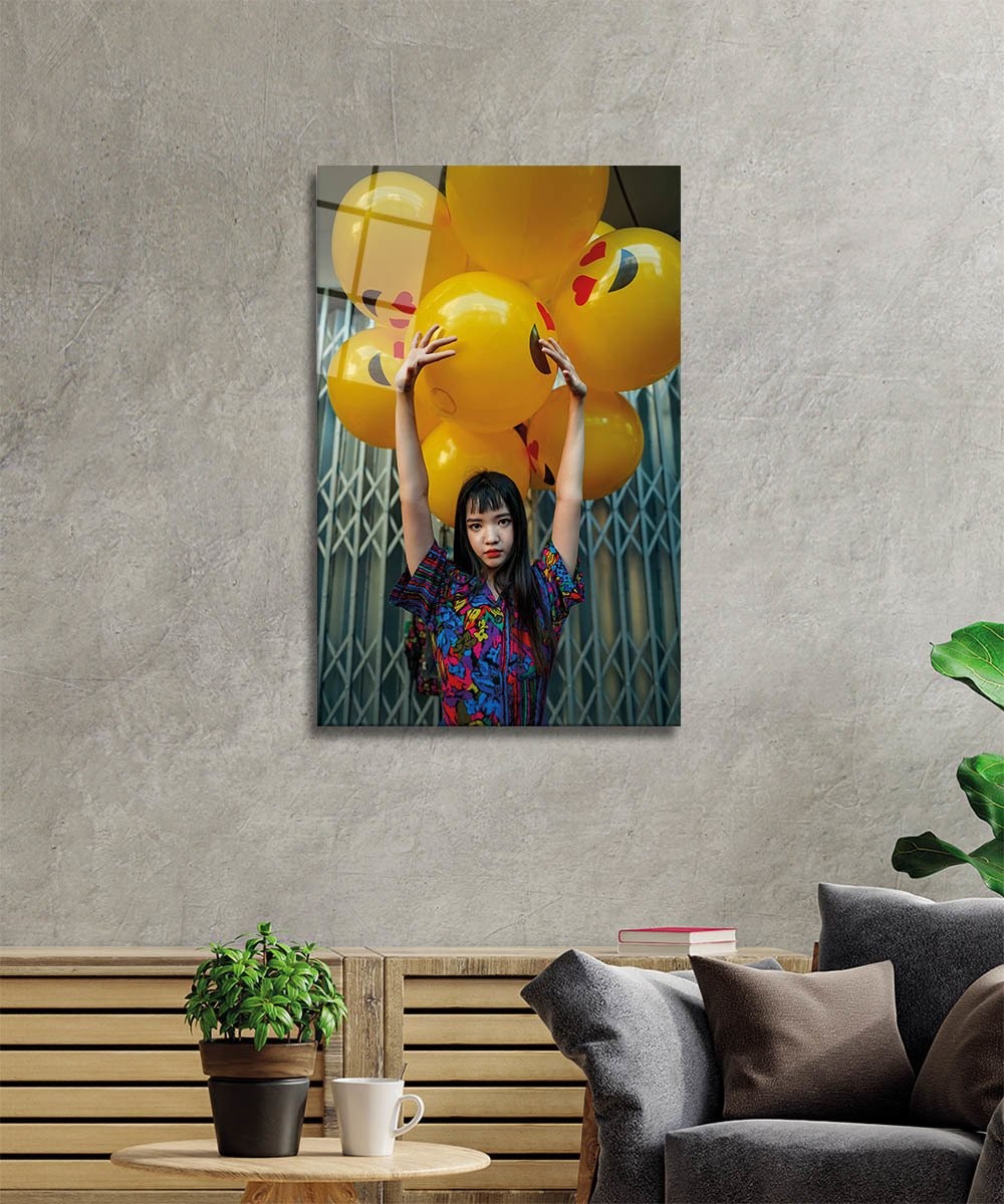 Sarı Balon Cam Tablo 4mm Dayanıklı Temperli Cam,